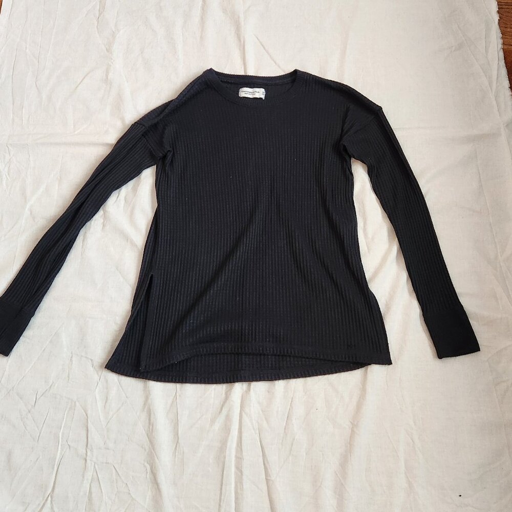 Abercrombie Cozy Long-Sleeve Waffle Crew Top - XXS